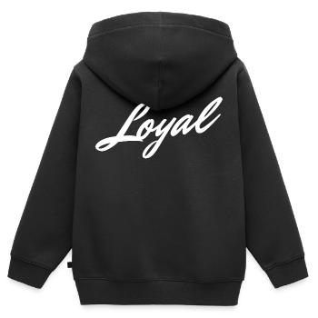 Loyal Loyalität - Kinder Premium Organic Zip Hoodie - Schwarz - Hinten - AI Model Kid Male (0cm)