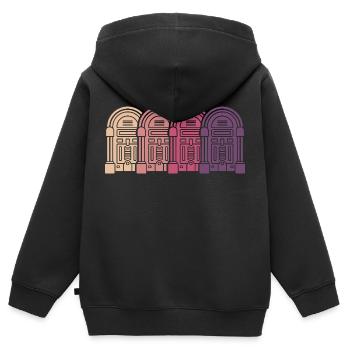 Boîte audio de musique disco rétro Jukebox Collector - Sweat Premium à capuche zippé enfant bio - noir - Dos - AI Model Kid Male (0cm)