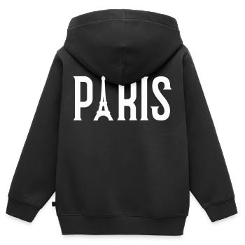 Paris - Sweat Premium à capuche zippé enfant bio - noir - Dos - AI Model Kid Male (0cm)