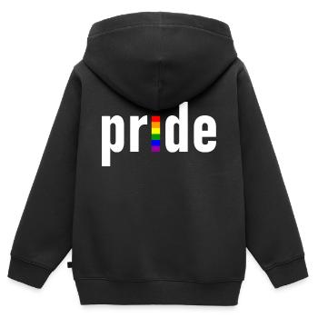 gay pride - gay - lesbienne - CSD - LGBTQ+ - Sweat Premium à capuche zippé enfant bio - noir - Dos - AI Model Kid Male (0cm)