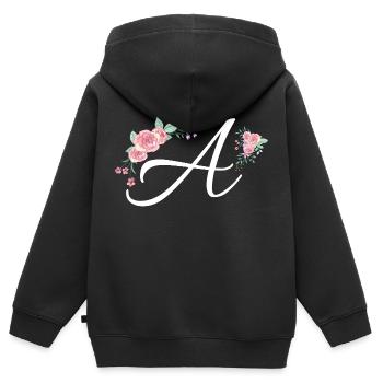Brief an Blumen - Kinder Premium Organic Zip Hoodie - Schwarz - Hinten - AI Model Kid Male (0cm)