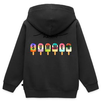 Hallo Sommer - Kinder Premium Organic Zip Hoodie - Schwarz - Hinten - AI Model Kid Male (0cm)