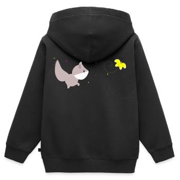 Purzelino et le papillon - Sweat Premium à capuche zippé enfant bio - noir - Dos - AI Model Kid Male (0cm)