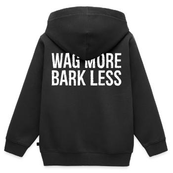 mehr wedeln, weniger bellen - Kinder Premium Organic Zip Hoodie - Schwarz - Hinten - AI Model Kid Male (0cm)