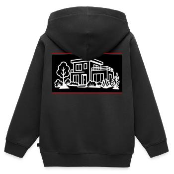 Maison Villa Propriété - Sweat Premium à capuche zippé enfant bio - noir - Dos - AI Model Kid Male (0cm)