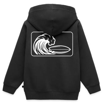 Planche de surf Wave - Sweat Premium à capuche zippé enfant bio - noir - Dos - AI Model Kid Male (0cm)