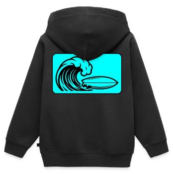 Planche de surf Wave - Sweat Premium à capuche zippé enfant bio - noir - Dos - AI Model Kid Male (0cm)