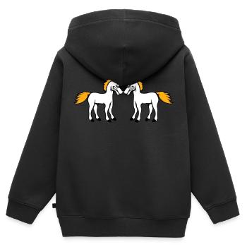 2 Einhörner Kampf Böse Wütend Angriff Duell Team - Kinder Premium Organic Zip Hoodie - Schwarz - Hinten - AI Model Kid Male (0cm)