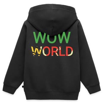 wow world texte coloré - Sweat Premium à capuche zippé enfant bio - noir - Dos - AI Model Kid Male (0cm)