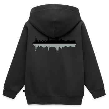 Skyline Bielefeld - Kinder Premium Organic Zip Hoodie - Schwarz - Hinten - AI Model Kid Male (0cm)