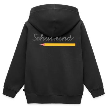 Schulkind - Kinder Premium Organic Zip Hoodie - Schwarz - Hinten - AI Model Kid Male (0cm)