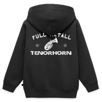 full-metall-tenorhorn - Kinder Premium Organic Zip Hoodie - Schwarz - Hinten - AI Model Kid Male (0cm)