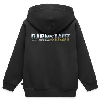City Skyline Darmstadt - Kinder Premium Organic Zip Hoodie - Schwarz - Hinten - AI Model Kid Male (0cm)