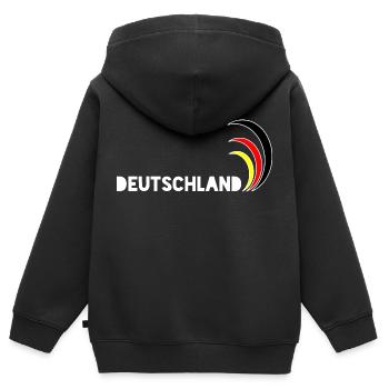 Deutschland - Kinder Premium Organic Zip Hoodie - Schwarz - Hinten - AI Model Kid Male (0cm)
