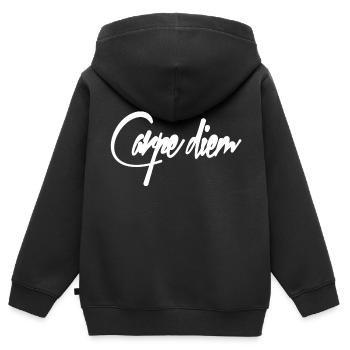 Carpe diem - Kinder Premium Organic Zip Hoodie - Schwarz - Hinten - AI Model Kid Male (0cm)