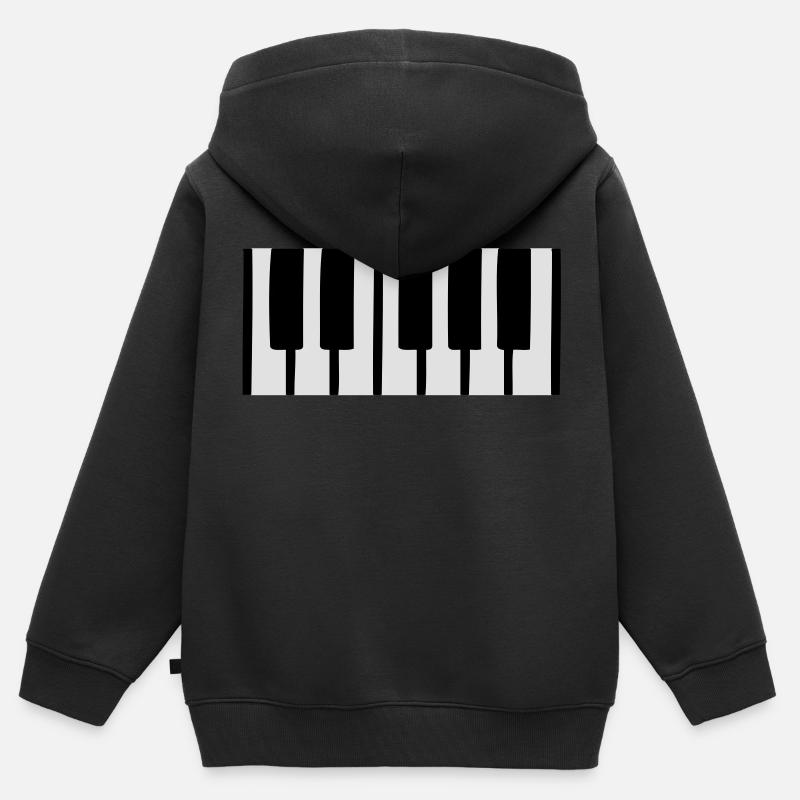piano - Sweat Premium à capuche zippé enfant bio - noir