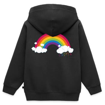 Regenbogen mit Wolke - Kinder Premium Organic Zip Hoodie - Schwarz - Hinten - AI Model Kid Male (0cm)