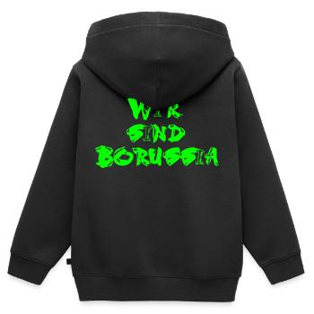 Wir sind BMG in grün - Kinder Premium Organic Zip Hoodie - Schwarz - Hinten - AI Model Kid Male (0cm)