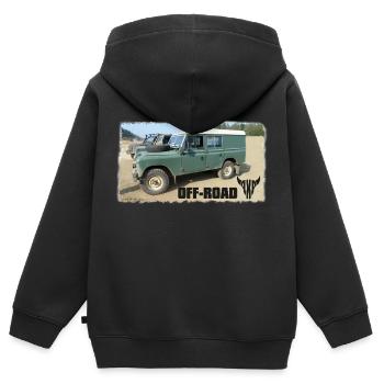 Landy Landie Serie 3 Series 109 4x4 - Kinder Premium Organic Zip Hoodie - Schwarz - Hinten - AI Model Kid Male (0cm)