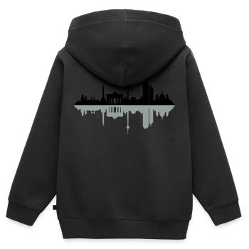 Skyline Berlin Schatten - Kinder Premium Organic Zip Hoodie - Schwarz - Hinten - AI Model Kid Male (0cm)