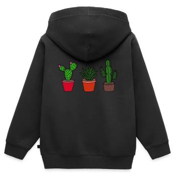 Kakteen, Kaktus - Kinder Premium Organic Zip Hoodie - Schwarz - Hinten - AI Model Kid Male (0cm)