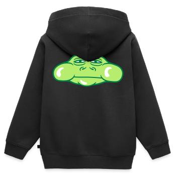 visage tête kroete grenouille quak amphibie comic car - Sweat Premium à capuche zippé enfant bio - noir - Dos - AI Model Kid Male (0cm)