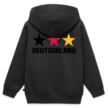 Deutschland - Kinder Premium Organic Zip Hoodie - Schwarz - Hinten - AI Model Kid Male (0cm)
