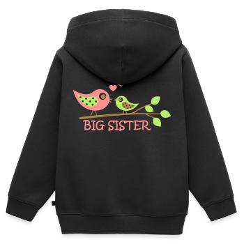 Big Sister bird - Kinder Premium Organic Zip Hoodie - Schwarz - Hinten - AI Model Kid Male (0cm)