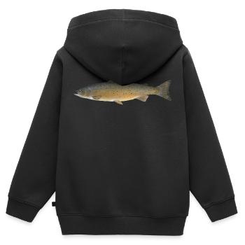 Salmon 2 - Sweat Premium à capuche zippé enfant bio - noir - Dos - AI Model Kid Male (0cm)