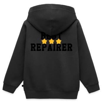 réparateur / réparation / réparer / bricolage - Sweat Premium à capuche zippé enfant bio - noir - Dos - AI Model Kid Male (0cm)