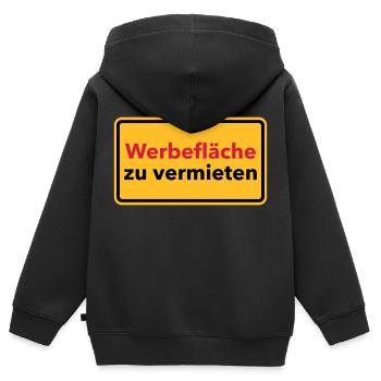 Werbung - Kinder Premium Organic Zip Hoodie - Schwarz - Hinten - AI Model Kid Male (0cm)