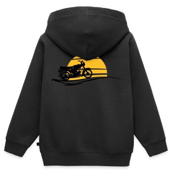 Fahrzeug - Simson Sonne - Kinder Premium Organic Zip Hoodie - Schwarz - Hinten - AI Model Kid Male (0cm)