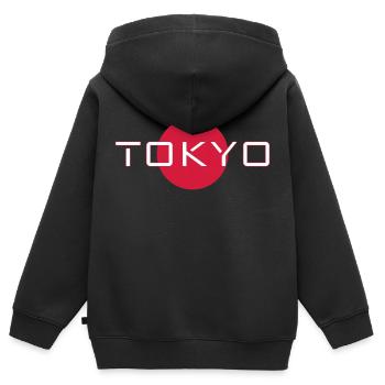 Tokio - Tokyo - Kinder Premium Organic Zip Hoodie - Schwarz - Hinten - AI Model Kid Male (0cm)