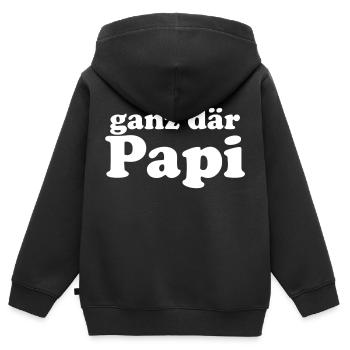 ganz dr Papi - Kinder Premium Organic Zip Hoodie - Schwarz - Hinten - AI Model Kid Male (0cm)