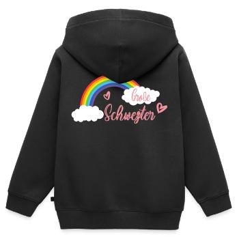Große Schwester - Kinder Premium Organic Zip Hoodie - Schwarz - Hinten - AI Model Kid Male (0cm)
