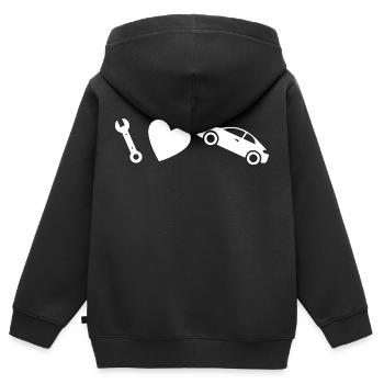 Voiture voiture - Sweat Premium à capuche zippé enfant bio - noir - Dos - AI Model Kid Male (0cm)