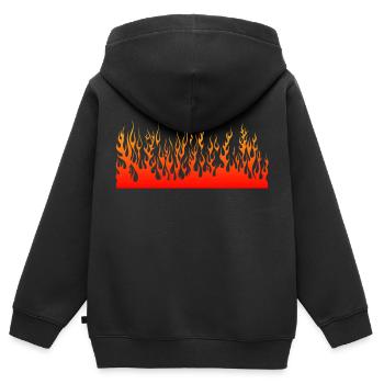 fire flame flame wall - Kids Premium Organic Zip-up Hoodie - black - Back - AI Model Kid Male (0cm)