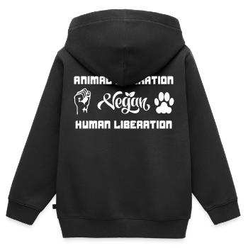 Animal Liberation Human Liberation Tierrecht Vegan - Kinder Premium Organic Zip Hoodie - Schwarz - Hinten - AI Model Kid Male (0cm)