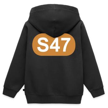 S-Bahn Berlin S47 - Kinder Premium Organic Zip Hoodie - Schwarz - Hinten - AI Model Kid Male (0cm)
