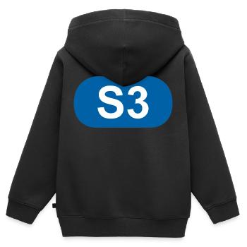S-Bahn Berlin S3 - Kinder Premium Organic Zip Hoodie - Schwarz - Hinten - AI Model Kid Male (0cm)