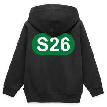 S-Bahn Berlin S26 - Kinder Premium Organic Zip Hoodie - Schwarz - Hinten - AI Model Kid Male (0cm)