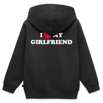 J’aime ma petite amie - Sweat Premium à capuche zippé enfant bio - noir - Dos - AI Model Kid Male (0cm)