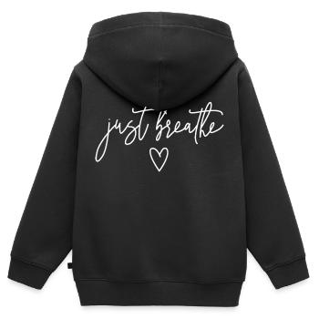Just Breathe - Kinder Premium Organic Zip Hoodie - Schwarz - Hinten - AI Model Kid Male (0cm)