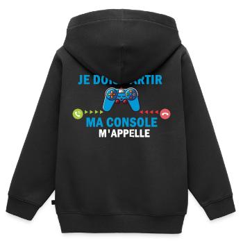 ma console m'appelle - Sweat Premium à capuche zippé enfant bio - noir - Dos - AI Model Kid Male (0cm)
