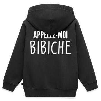 appelle moi bibiche - Sweat Premium à capuche zippé enfant bio - noir - Dos - AI Model Kid Male (0cm)