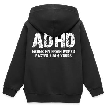 Adhd - Kids Premium Organic Zip-up Hoodie - black - Back - AI Model Kid Male (0cm)