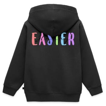 Joyeuses Pâques - Sweat Premium à capuche zippé enfant bio - noir - Dos - AI Model Kid Male (0cm)