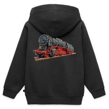 Dampflok 43 001 - Kinder Premium Organic Zip Hoodie - Schwarz - Hinten - AI Model Kid Male (0cm)