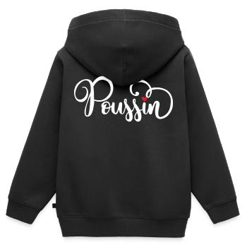 Poussin - Sweat Premium à capuche zippé enfant bio - noir - Dos - AI Model Kid Male (0cm)