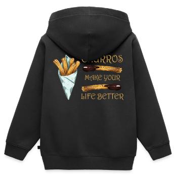 Churros make your life better - Kids Premium Organic Zip-up Hoodie - black - Back - AI Model Kid Male (0cm)